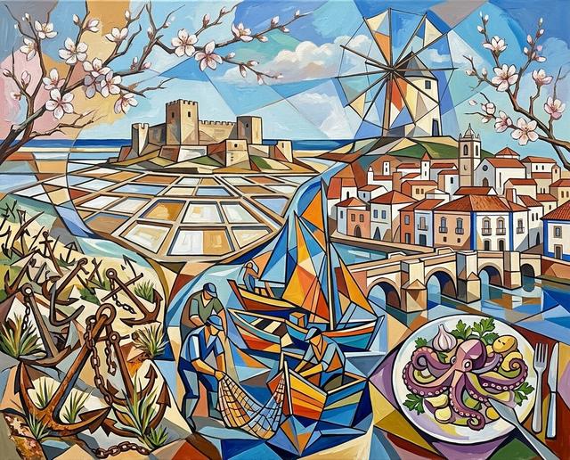 Castro Marim im Stil von Picasso